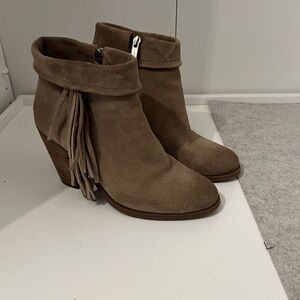 Jessica Simpson Suede Fringe Ankle Boots - Tan